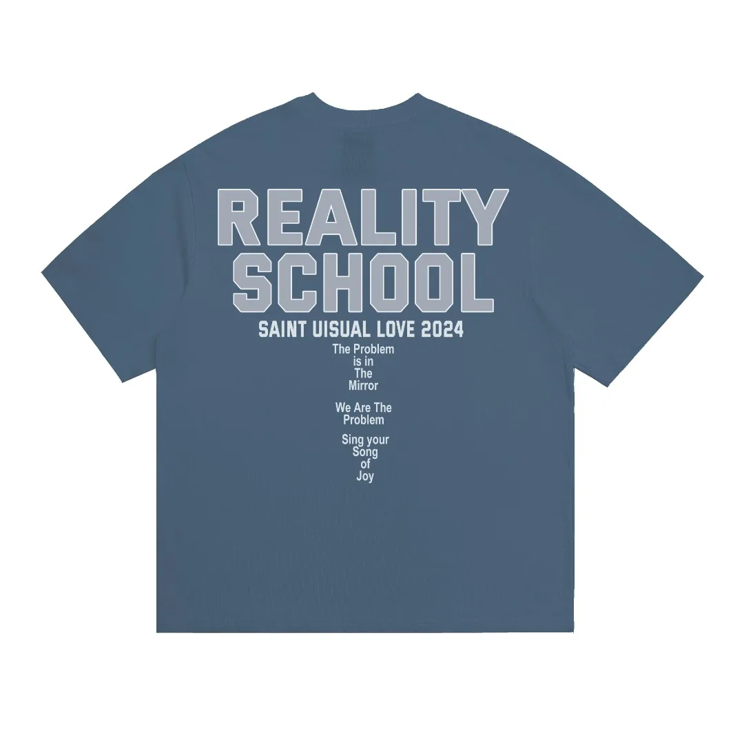 Saint Michael SCHOOL niche print distressed retro Vintage loose short-sleeved top with digital white ink direct printing, the fabric is breathable and the pattern is three-dimensional and clear. Fabric: Double yarn 240g Style number: S918 Size: S-M-L-XL Color: Blue Price: P110